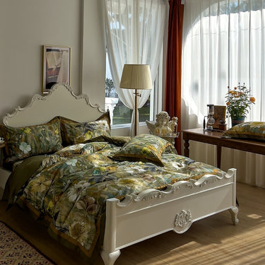 Luxury American Vintage Flower Print Duvet Cover Set, Egyptian Cotton 1000TC Bedding Set